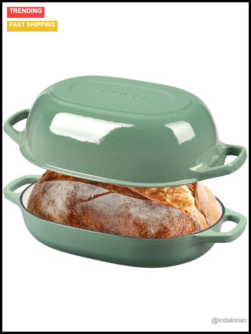 Enameled Cast Iron Oval Dutch Oven Pot with Lid 7qt Bread Baking Oven Safe